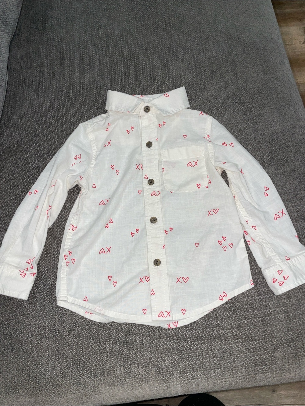 Cat & Jack White Cotton Hearts Button Down Shirt